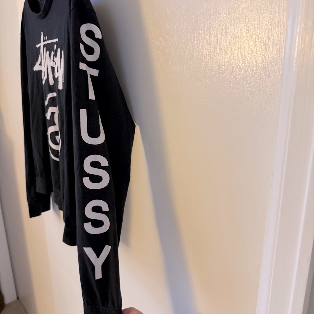Stussy Long Sleeve Graphic Logo Tee in black and white - Picture 8 of 12